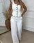Conjunto cor sólida um ombro sem mangas elegante social confortavel - comprar online