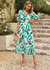 Vestido com decote em V manga curta longo verão moda magro beira-mar soltinho