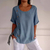 Imagem do Camisa casual estilo algodão e linho com botão de fileira única feminina euro