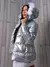 JAQUETA PUFFER FEMININA INVERNO COM CAPUZ CASACO METALIZADO PELINHOS -METALIZADA