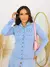 CAMISA JEANS COM BOLSO FEMININA SLIM, Moda Evangélica, Social, Blogueira, elegante na internet