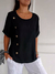 Camisa casual estilo algodão e linho com botão de fileira única feminina euro - Rocha & Lopes