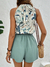 Imagem do conjunto estampado sem mangas shorts verão moda