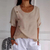Camisa casual estilo algodão e linho com botão de fileira única feminina euro