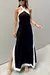 Vestido frente única dividido em algodão e linho, elegante - Rocha & Lopes
