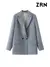 Imagem do Blazer de trespassado chique feminino, casaco vintage, gola entalhada