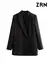 Blazer de trespassado chique feminino, casaco vintage, gola entalhada na internet