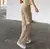 Calça jeans coreana ,estilo harajuku, tubo reto marrom - comprar online