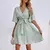 Vestido com decote em v estampado feminino com cinto, solto, confortável, casual - Rocha & Lopes