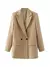 Blazer de trespassado chique feminino, casaco vintage, gola entalhada