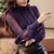 Blusa feminina de manga longa, gola alta, camisa listrada de chiffon, tops femininos - comprar online