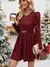 vestido xadrez de manga comprida feminino, cintura fina - comprar online