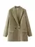 Blazer de trespassado chique feminino, casaco vintage, gola entalhada - loja online