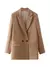 Blazer de trespassado chique feminino, casaco vintage, gola entalhada