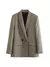 moda feminina duplo breasted xadrez blazer casaco vintage manga longa - Rocha & Lopes