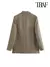 moda feminina duplo breasted xadrez blazer casaco vintage manga longa