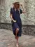 Vestido com decote em v de verão feminino