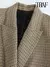 moda feminina duplo breasted xadrez blazer casaco vintage manga longa - loja online