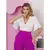 Blusa Cropped Decote V Manga Ampla Elegante na internet