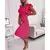 Vestido de borda com babados com cinto, cintura plissada, gola redonda - loja online