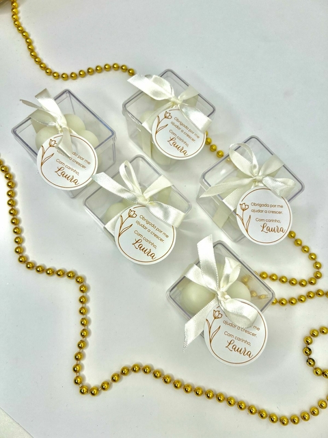 VELA MINI BUBBLE EM CAIXA ACRÍLICA - 10 unidades