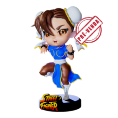 Chun Li Chibi em Impressão 3D, Pintura à Mão, 10cm de Altura (Pré-Venda)