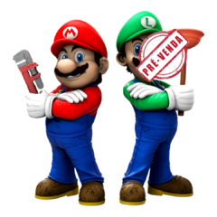Mario e Luigi Impressão 3D, Pintura à Mão, 24cm de Altura (Pré-Venda)