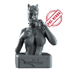 Busto Mulher-Gato Impressão 3D, Pintura à Mão, 13cm de Altura (Pré-Venda)