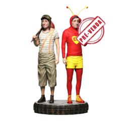 Estátua do Chaves e Chapolin em Impressão 3D, Pintura à Mão, 30cm de Altura (Pré-Venda)