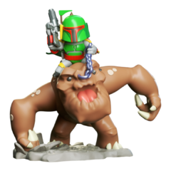 Boba Fett no Rancor Chibi em Impressão 3D, Pintura à Mão, 17cm de Altura (Pré-Venda) - comprar online