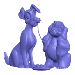 A Dama e o Vagabundo - Impressão 3D, Pintura à Mão, 9cm de Altura (Pré-Venda) - comprar online