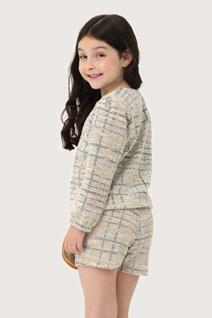 Blusa Manga Longa Puff - Tweed - Malaia