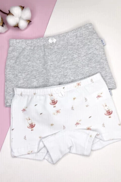 Kit 2 Calcinhas Boxer Coelho Cinza - comprar online