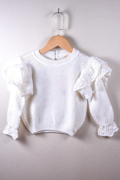 Blusa Tricot Ampla com Babado nos Ombros