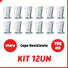 12 Copos Americano de Vidro 190ml Nadir