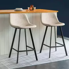 Banqueta Sorrento tapizada cuerina beige - comprar online