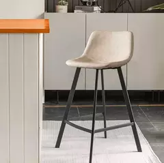 Banqueta Sorrento tapizada cuerina beige