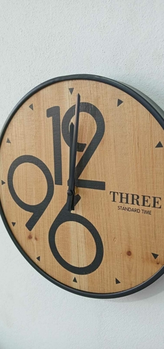 Reloj madera metal 30cm - tienda online