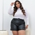 Short Curto Plus Size Couro Com Fivela - SLM MODAS