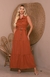 Vestido Longo De Linho Com Botões Com Cinto Faixa - loja online