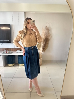 SAIA LETICIA JEANS COM DETALHE PREGUEADO - Dona Vinte