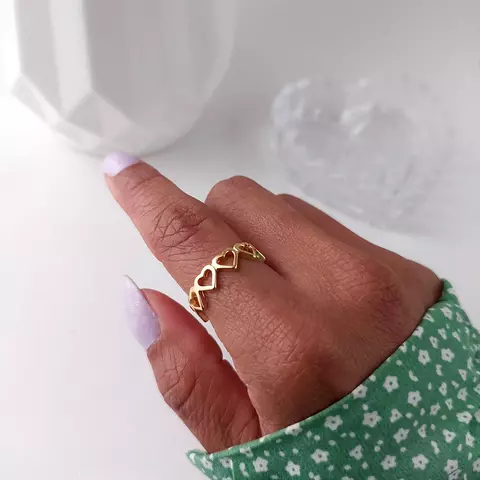 Anel Corações Vazados Folheado a Ouro - comprar online