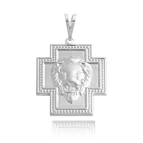 Pingente Cruz Leão Folheado a Prata