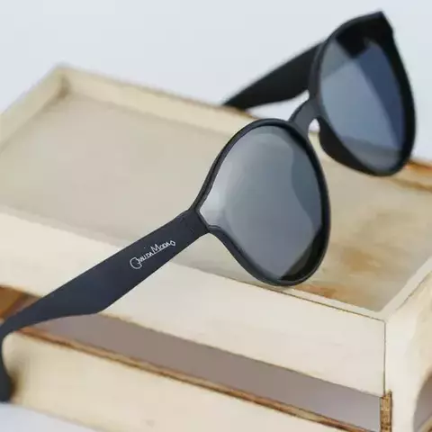 Óculos De Sol Infantil Unissex Redondo Gatinho Preto Fosco - comprar online