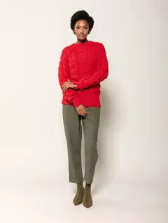 BLUSA EM PONTOS VAZADOS COM GOLA REDONDA E MANGAS DE CAVA RAGLAN BIAMAR - comprar online
