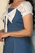 Vestido Jeans Com Laço Branco - comprar online