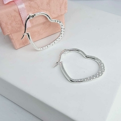 Argollas de acero blanco corazón - comprar online