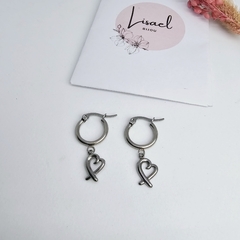 Argollas de acero quirúrgico c/dije corazón