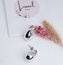 Aros plateados trendy gotas
