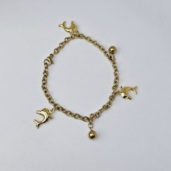 Pulsera de acero dorado delfín